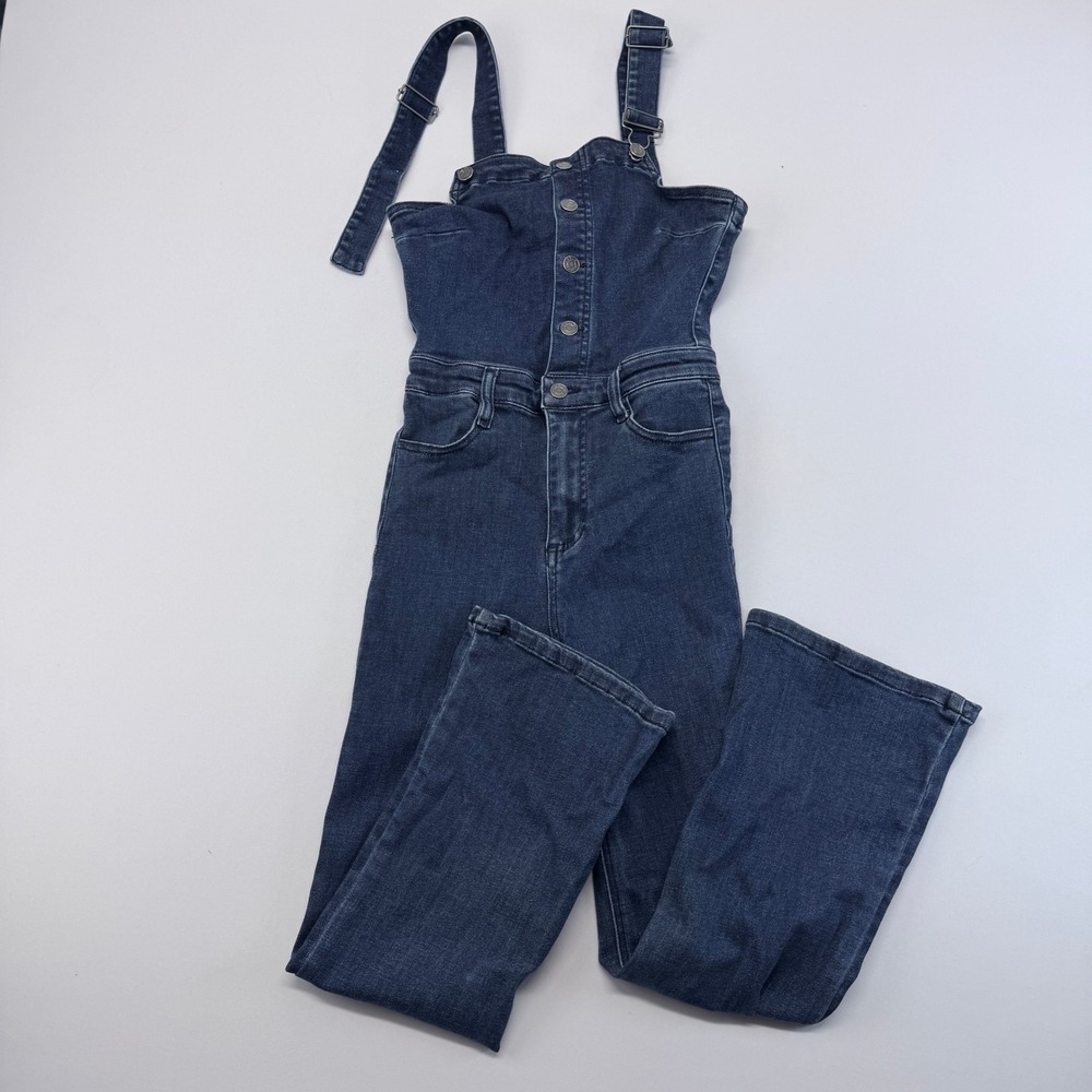 Cello Women Dark Wash Flare Leg Denim Jumpsuit Small
